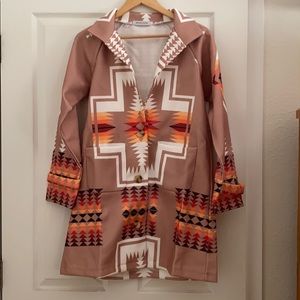 Aztec trench coat